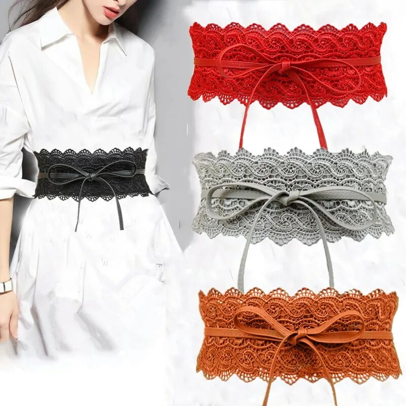 Пояса на платье фото Lace Wide Waist Sweet Waistband Dress Belt Decorative Bag - AliExpress