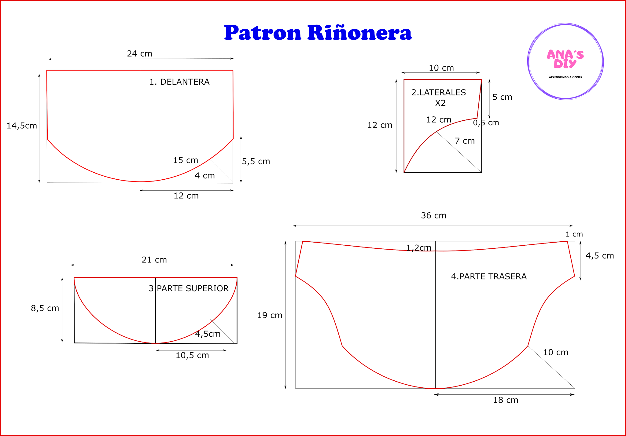 Поясная сумка выкройка Como hacer Patrón Riñonera Patrones de costura, Blog de costura, Patrones de cos