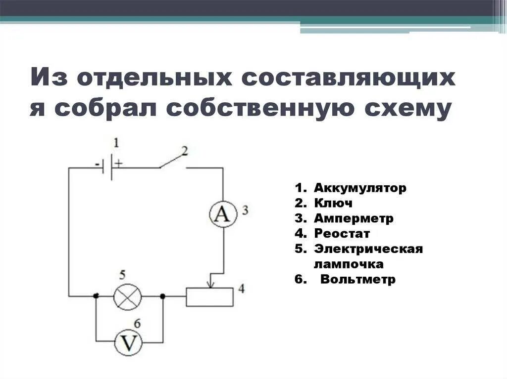 Поясните порядок сборки электрической цепи Ключ вольтметра