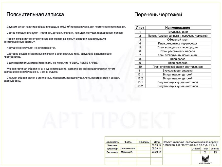 Пояснительная записка к дизайн проекту интерьера пример - Гранд Проект Декор.ру