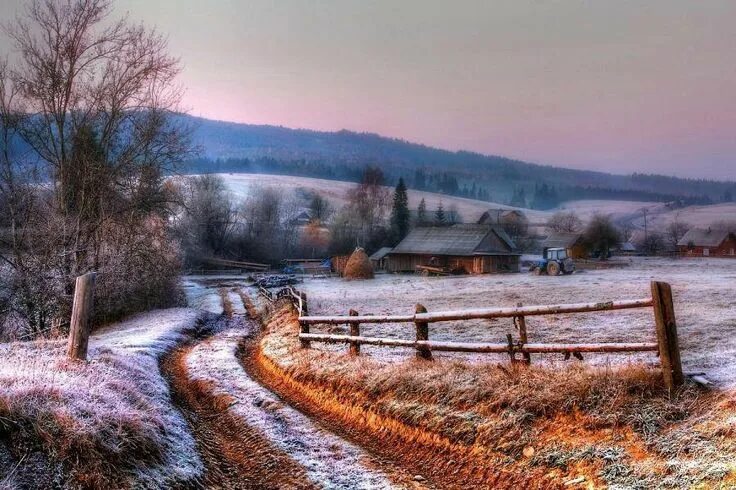 Поздняя осень в деревне фото Beautiful Farm in the Valley Пейзажи, Картины пейзажа, Идеи озеленения