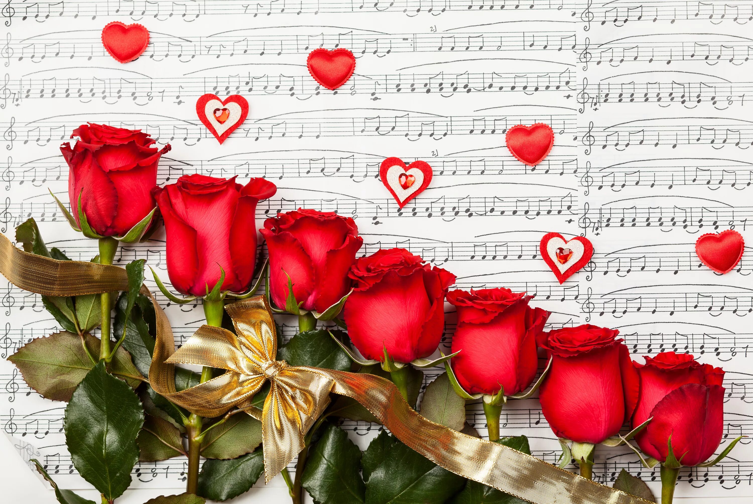 Поздравление фото под музыку Beautiful red English roses lie on a music sheet. Desktop wallpapers 1280x1024