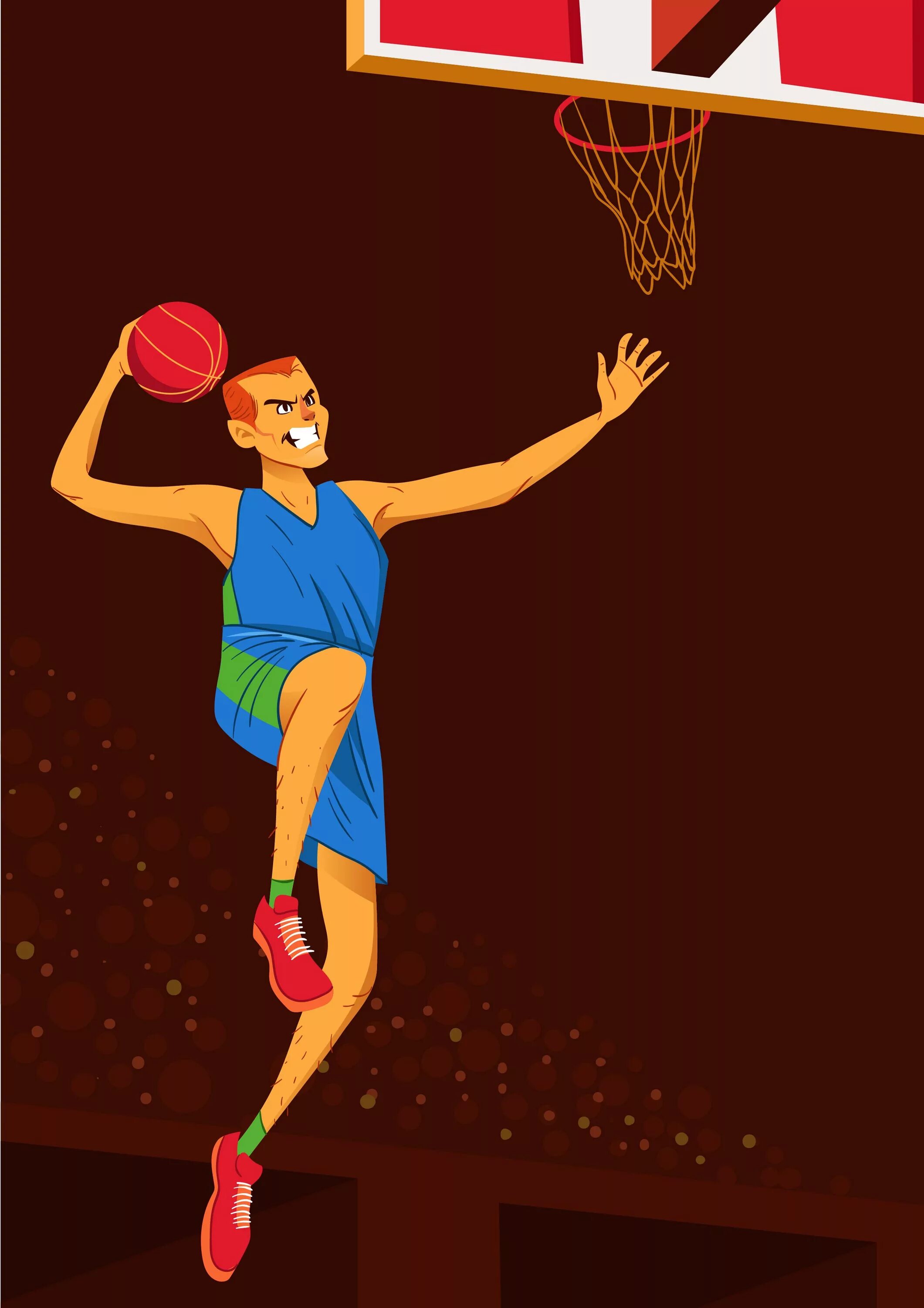 Поздравление с днем учителя картинки про баскетбол Exaggerated Basketball Player Slam Dunk 180789 Vector Art at Vecteezy