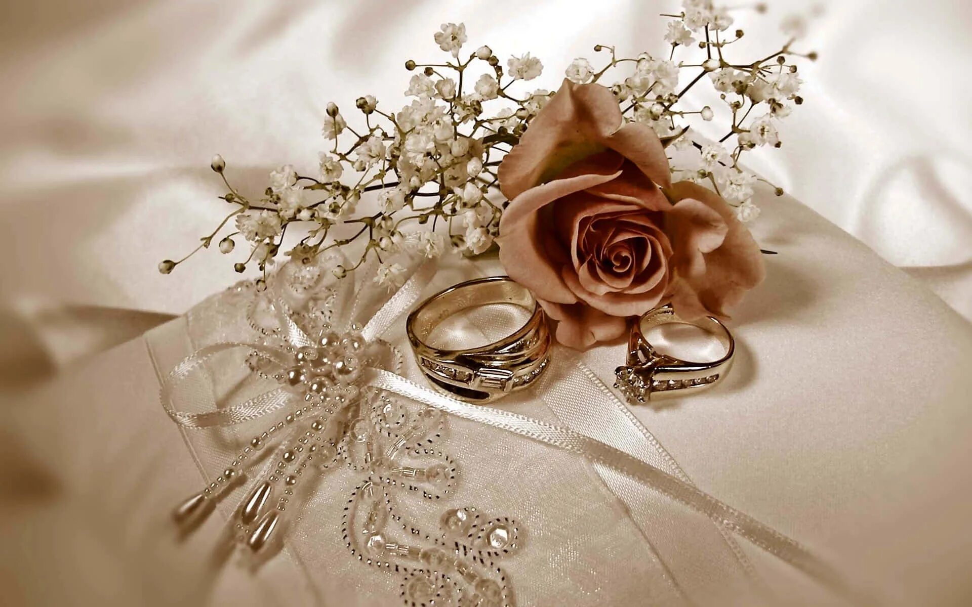 Поздравление со свадьбой фото Download Wedding Ring And Rose Flower Wallpaper Wallpapers.com