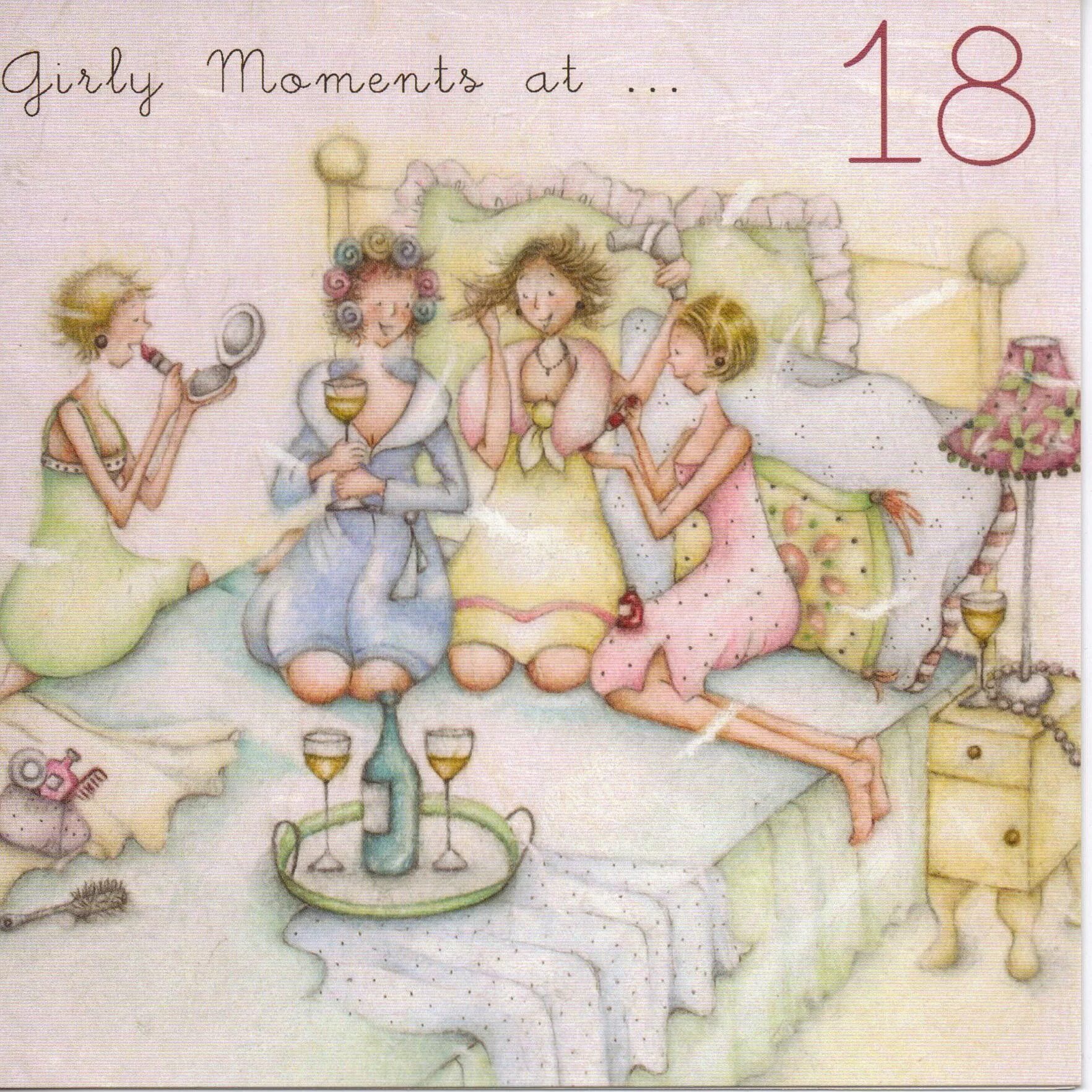 Поздравления с днем подруги картинки прикольные Girly Moments At 18 Eighteen Female Birthday Card Art impressions stamps, Girly,