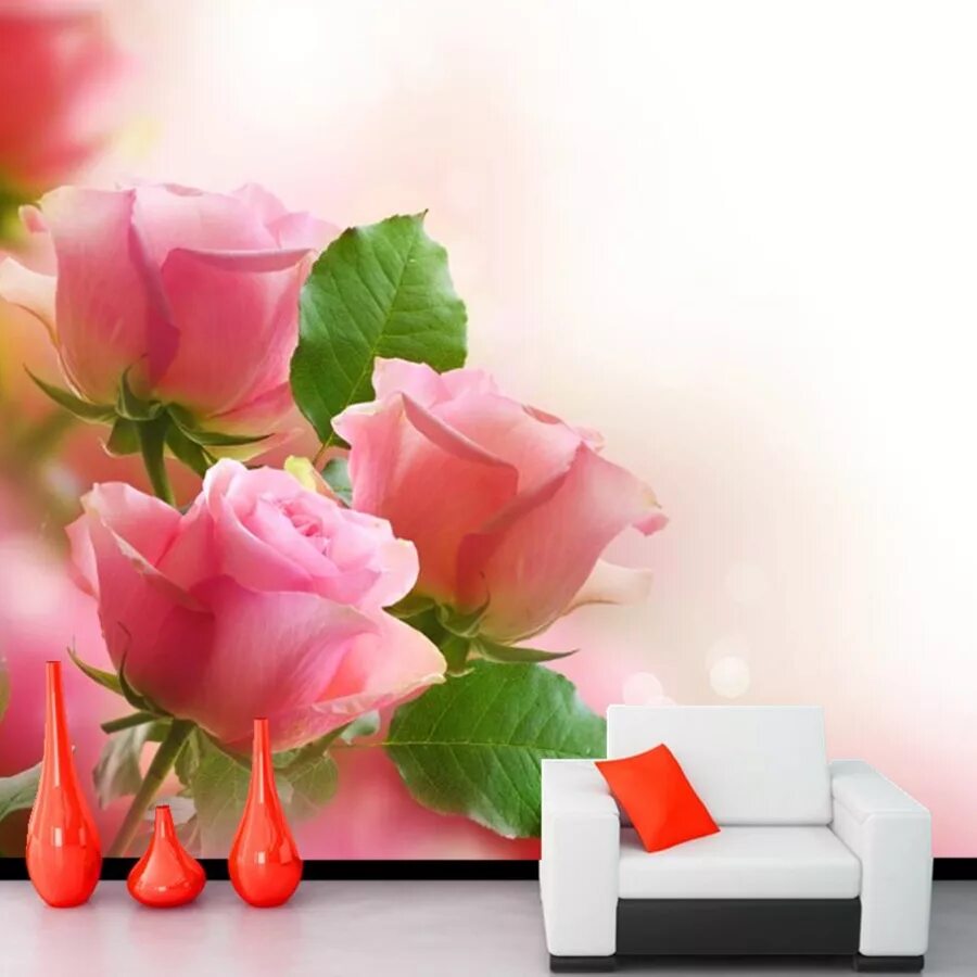 Поздравляем картинки с пожеланиями красивые Beautiful fresh pink rose wallpaper papel de parede, hotel living room sofa TV w