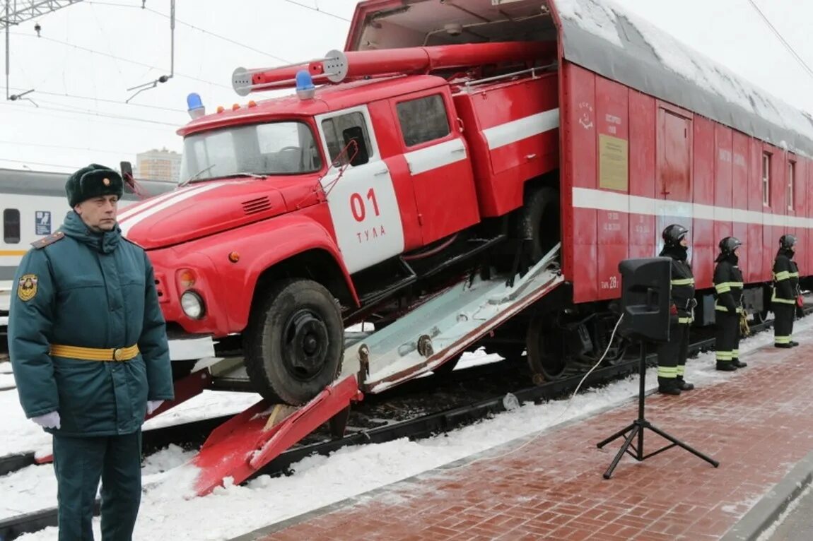 Пожарный поезд фото Музейный комплекс "Пожарный поезд" - г. Тула, Московский вокзал на портале ВДПО.