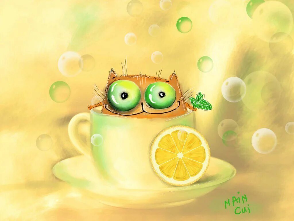 Позитивные добрые смешные картинки Lemontea by bemain on DeviantArt Чайное искусство, Иллюстрации, Причудливое иску