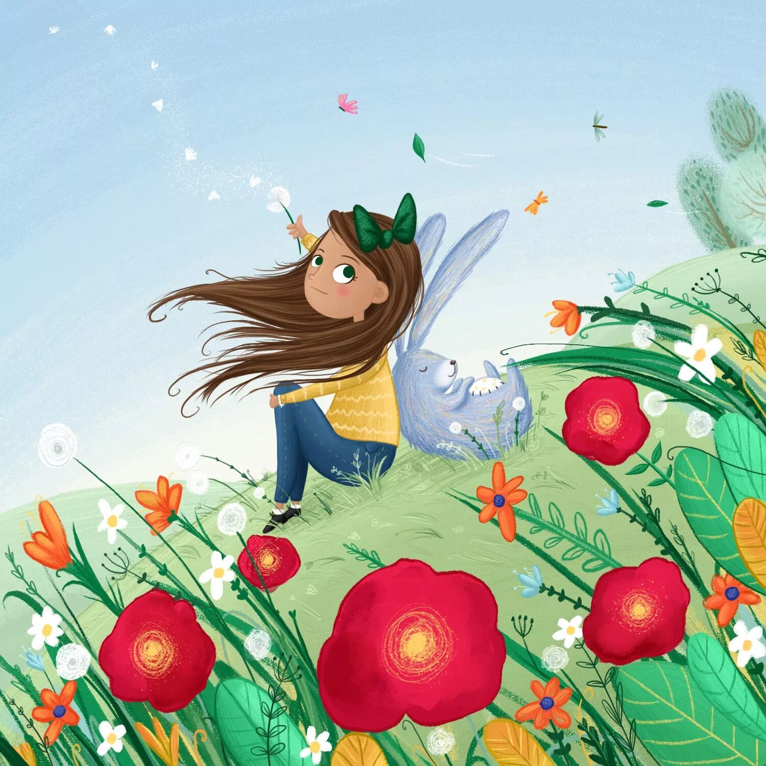 Позитивные картинки девочке A warm spring breeze, Lucy Fleming Illustrations Cute drawings, Cute art, Illust