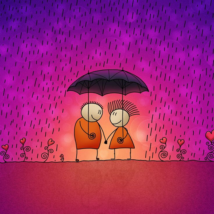 Позитивные картинки любовь Funny cartoon love couple in the rain Valentines wallpaper, Facebook cover, Roma