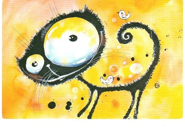 Позитивные картинки нарисованные Used cards RR #25 (2) Big eyes art, Cats art drawing, Big eyes