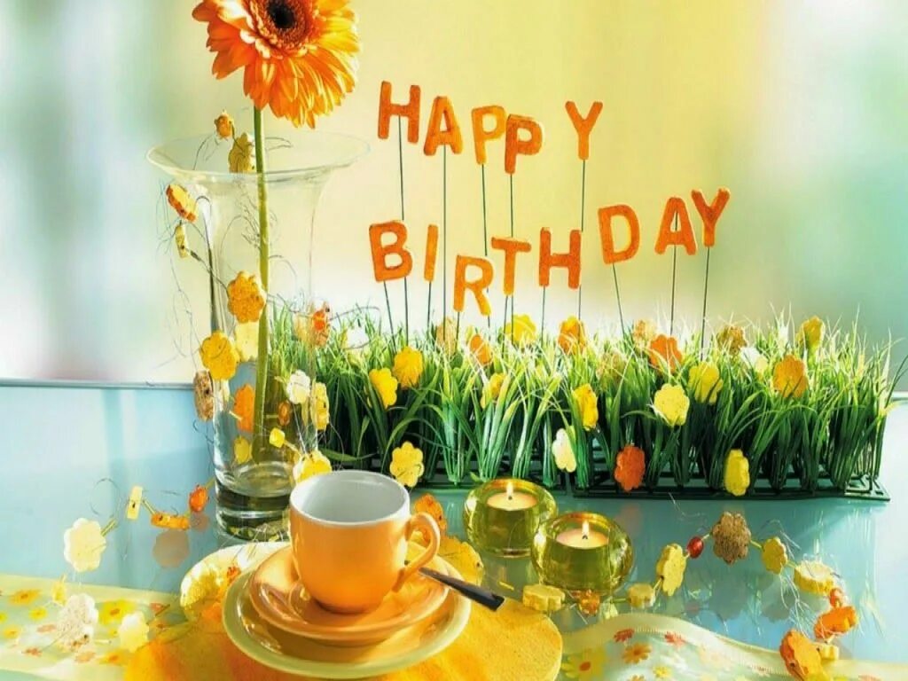 Позитивные картинки с днем рождения Yellow Flower - Happy Birthday-wb0142027 Happy birthday pictures, Happy birthday