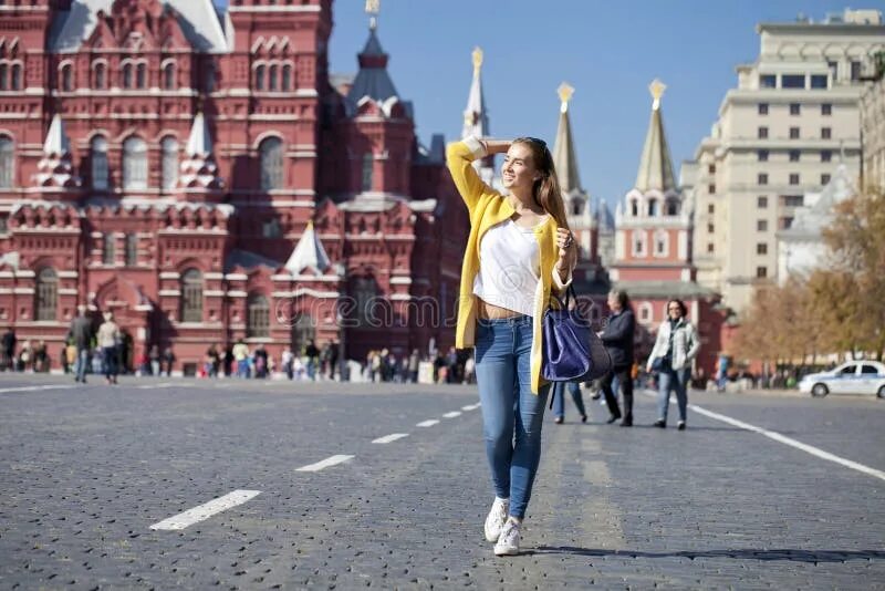 Позы для фото на красной площади 481 Young Woman Walking Red Square Moscow Stock Photos - Free & Royalty-Free Sto