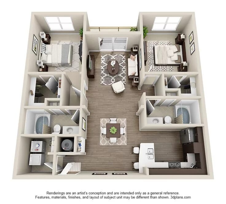 Практичные планировки домов The Davidson is a 2 bedroom 2 is between 1019-1200sf. House floor design, Sims h