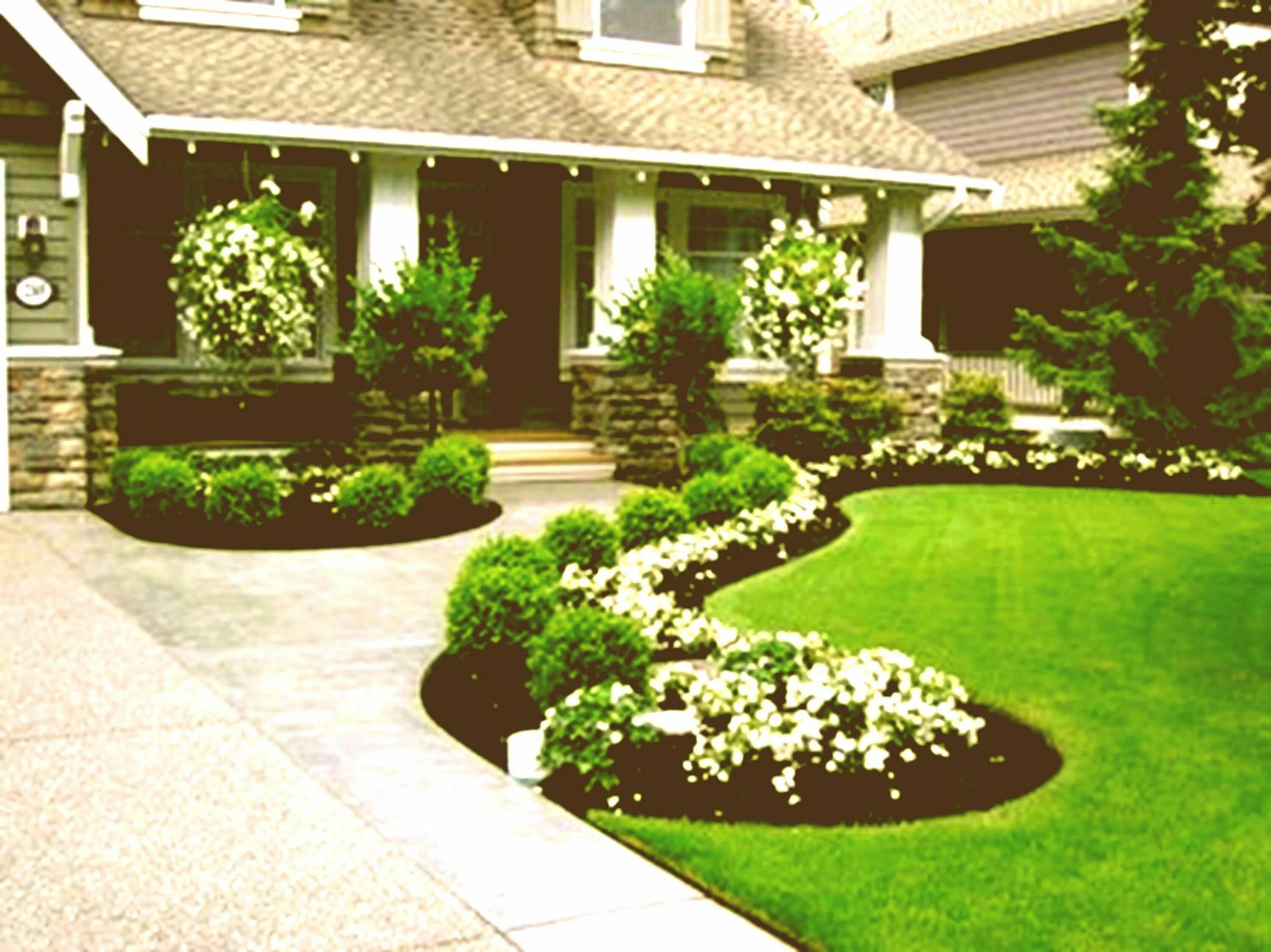 Правила оформления частного дома Image result for how to landscape large areas low maintenance Front yard landsca