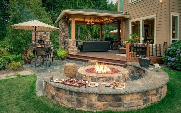 Правила оформления частного дома Creative Fire Pit Designs and DIY Options Backyard, Backyard seating, Patio