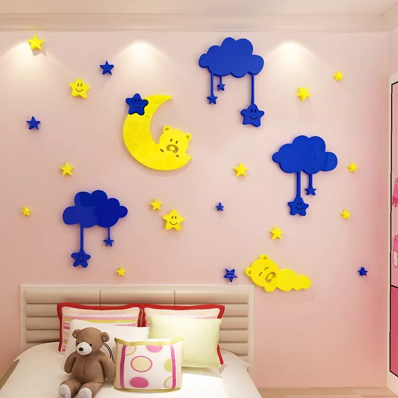 Правила оформления оформления детской Children's room decoration 3d wall stickers Moon Star kindergarten Baby bedroom 