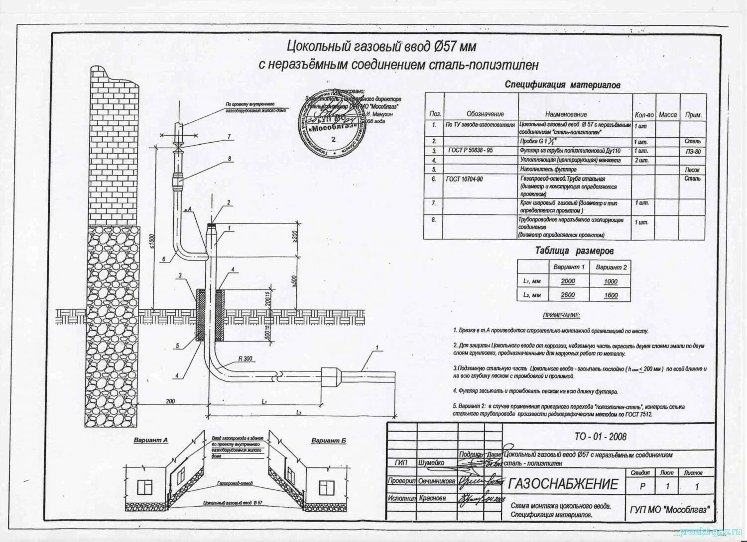 Правила подключения к частному газопроводу ТО-01-2008 ГУП "Мособлгаз" - Проектирование газоснабжения