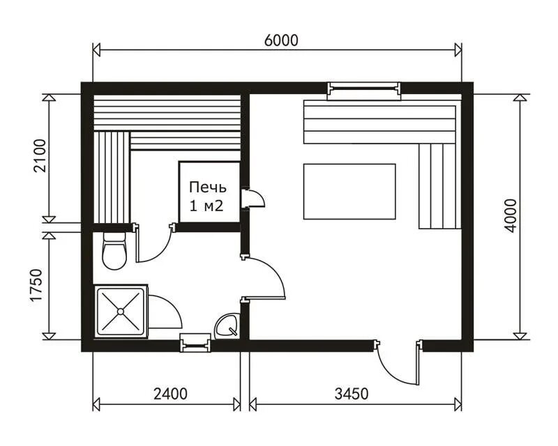 Правильная баня планировка Проект бани размером 6х6
