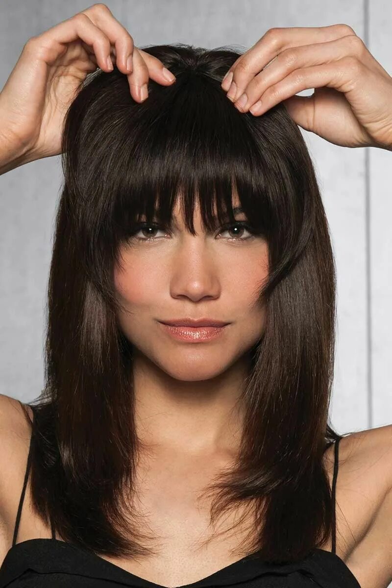 Правильная челка фото Human Hair Clip In Bangs Fringe by Hairdo Bangs with medium hair, Human hair cli