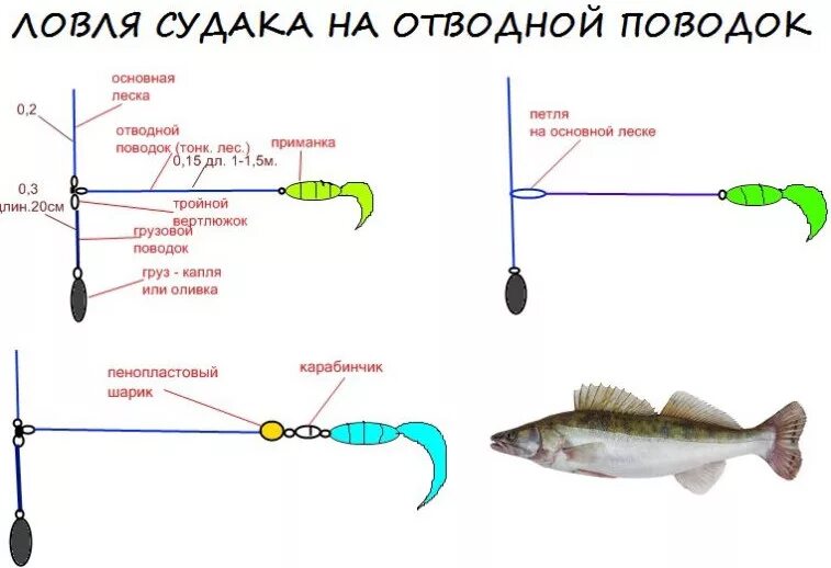 Правильная оснастка на судака Все хитрости ловли судака на отводной поводок