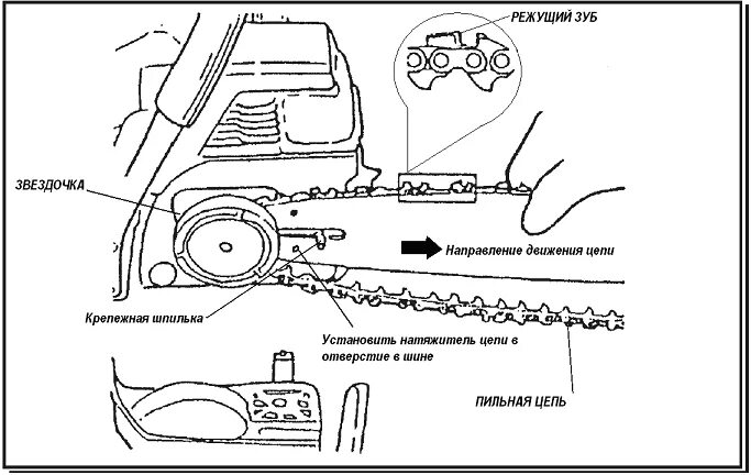 Правильная установка цепи на бензопилу направление фото Как правильно одеть цепь на бензопилу: установить, какой стороной поставить, нап