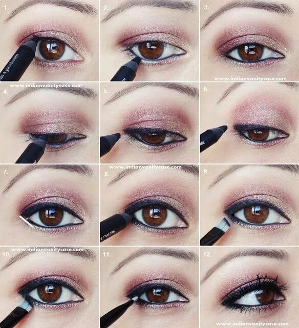 Правильно красить глаза фото Indian Vanity Case: 2-in-1 Eye Makeup Tutorial Metallic Eyes & V-Kohl Eyeliner P