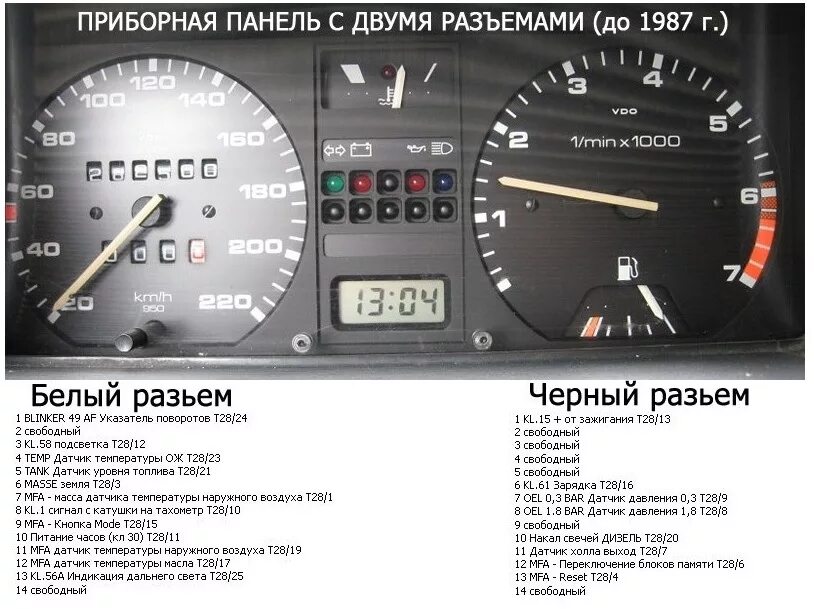 Правильно подключения тахометра фольксваген джетта 2 Проводка. Часть 3. Панель приборов на 2 штекера с Тахо. - Volkswagen Golf Mk2, 1