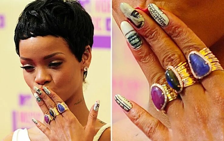 Правильно сделан маникюр фото Rihanna... η απόλυτη trendsetter και στα. άκρα Rihanna nails, Celebrity nails, R