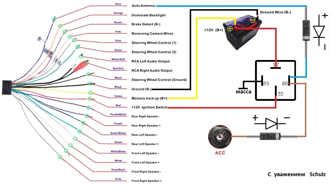 Правильное подключение автомагнитолы схема Подключение магнитолы реле диоды (3) / VFL.Ru - ваш личный фотохостинг