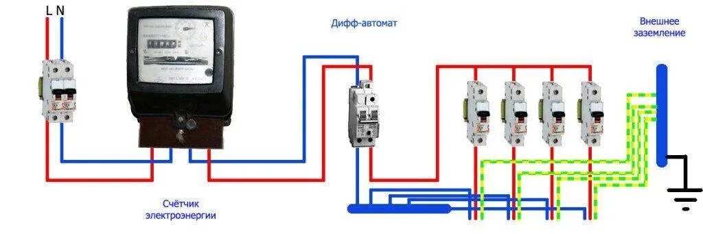 Правильное подключение диф автомат Схемы подключения ABB - как подключить УЗО и автомат АББ?