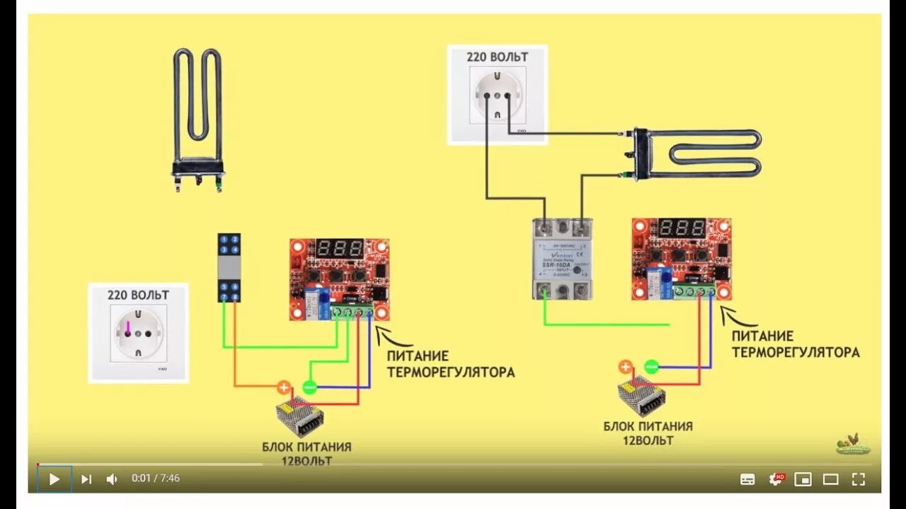 Правильное подключение электронного терморегулятора китайский ТЕРМОРЕГУЛЯТОРЫ #3 Подключение твердотельных и электромагнитных реле. - YouTube