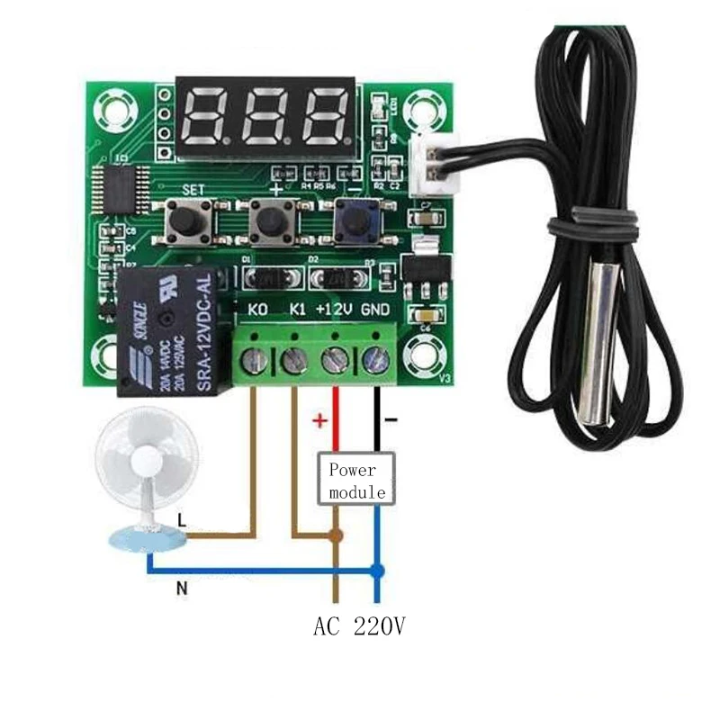 Правильное подключение электронного терморегулятора китайский Цифровой регулятор температуры W1209, переключатель термостата переменного тока 