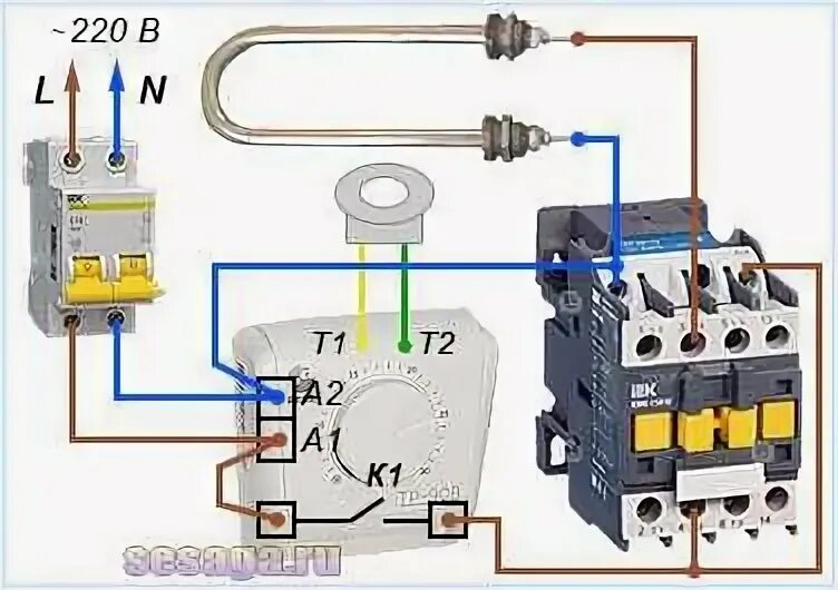 Правильное подключение контактора Терморегулятор wza 90e схема подключения к тену - Wza 90e схема подключения. Тер