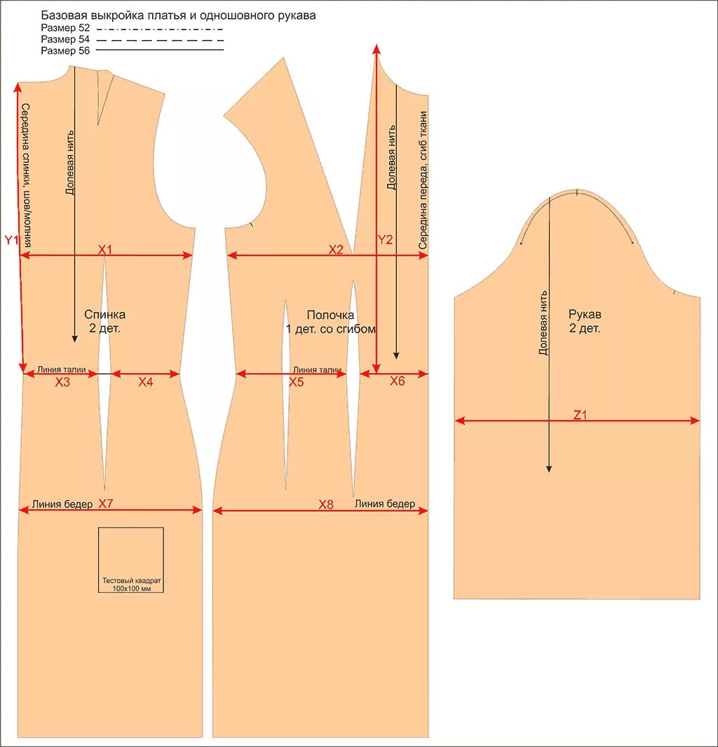 Правильные выкройки платья Базовая выкройка платья 52-56 р. для скачивания от А. Корфиати Выкройки, Выкройк