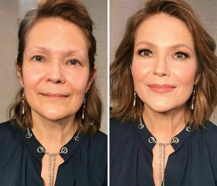 Правильный макияж 45 лет Women-Before-After-Makeup-Lena-Motinova Makeup for older women, Tinted moisturiz