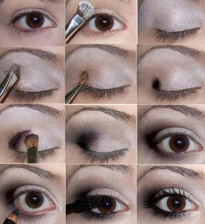 Правильный макияж глаз фото Макияж для нависшего века (пошагово)-4 Makeup for brown eyes, Smokey eye makeup,