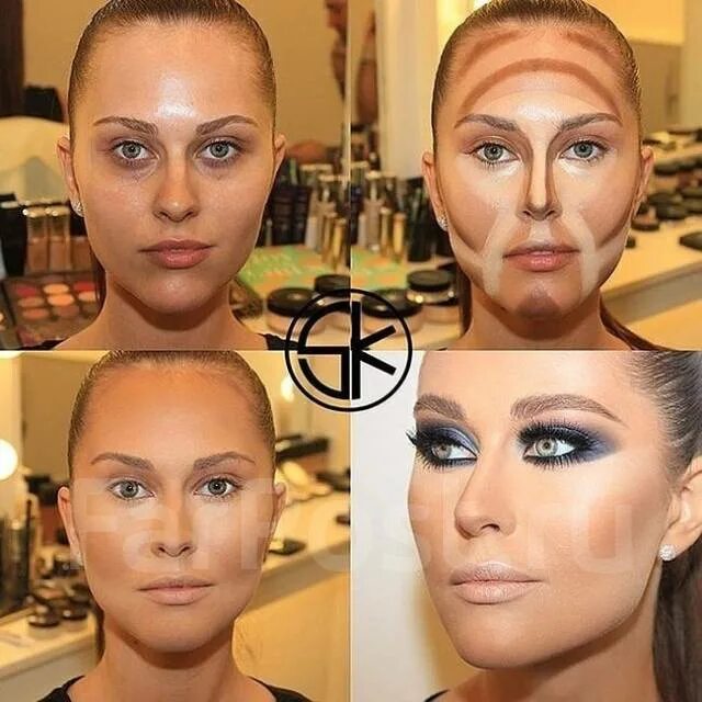 La imagen puede contener: 4 personas, primer plano Highlighter makeup, How to do