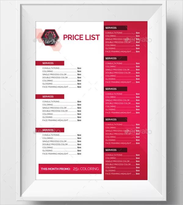 Прайс дизайн студии Price List Templates Printable - 23+ Free & Premium Download