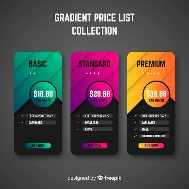 Прайс лист студия дизайна Free Vector Price list collectio