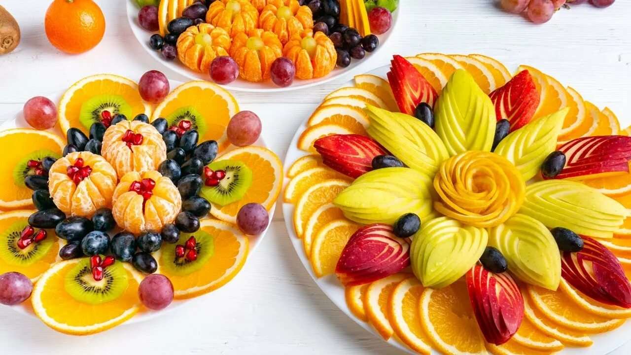 Праздничная нарезка фруктов фото 5 Fruit Plates for Birthday! Beautiful Fruit Slicing for the Festive Table! - Yo