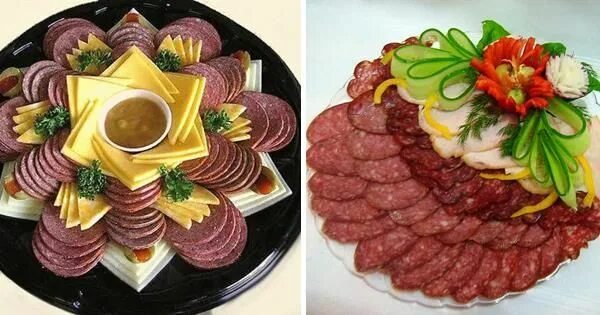 Праздничная нарезка колбасы и сыра фото вкусняшки красота Food, Food decoration, Snacks