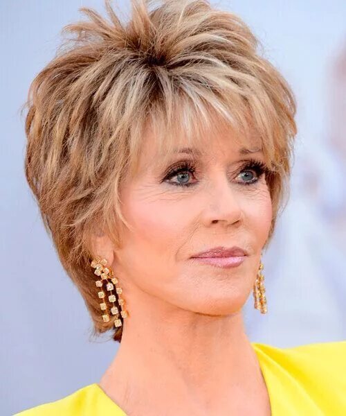 Праздничная прическа для женщины 50 лет 30 stilvolle und charmante Jane Fonda Frisuren - Besten Frisur Stil Short hair c