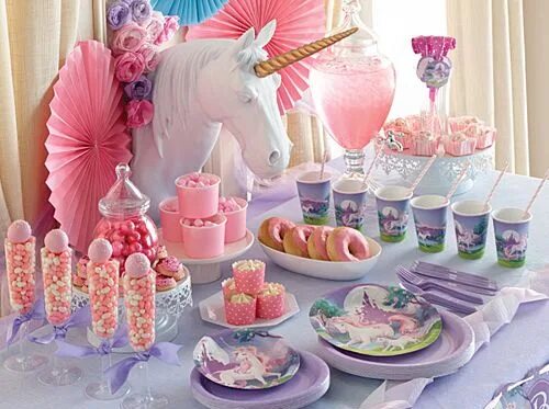 Праздничное оформление детского стола Buy Unicorn Party Supplies Online at Build a Birthday NZ - Page 4 Trucs de fêtes