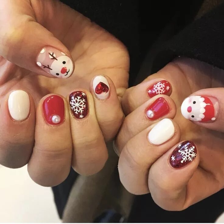 Праздничные маникюр на короткие ногти December 19 2016 at 09:44PM Manicura navideña, Uñas navideñas, Uñas navidad