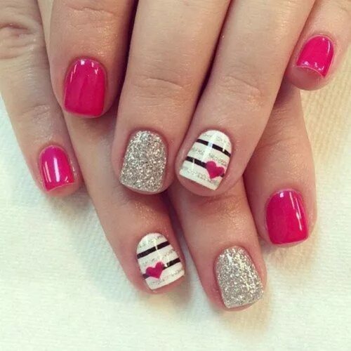 Праздничные маникюр на короткие ногти 50 Valentine's Day Manicures To Fall Madly In Love With Nail designs valentines,