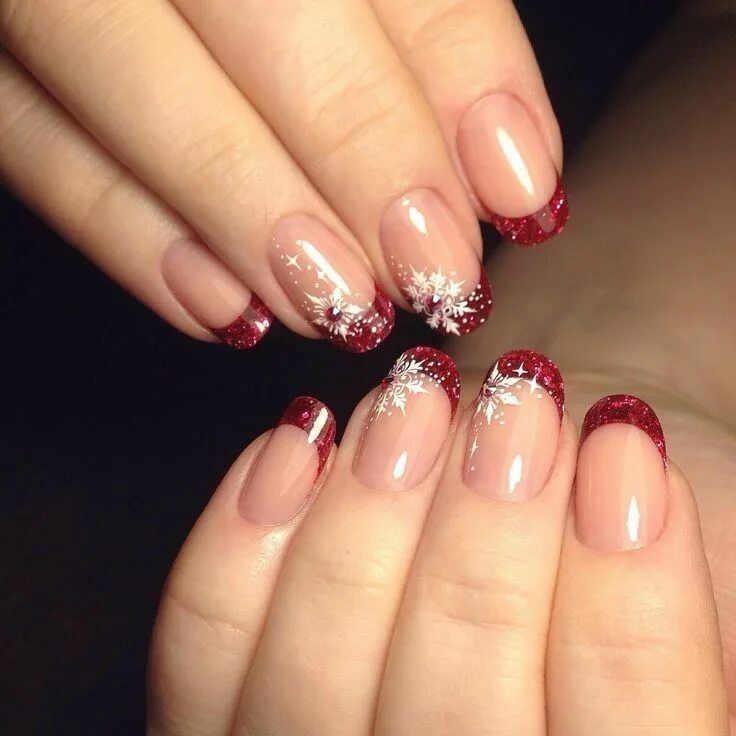 Праздничный френч на ногтях фото новинки Pin on xmas nails Holiday nails, Winter nails, Cute nails