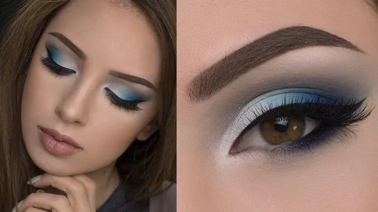 Праздничный макияж глаз Soft Blue Smokey Eye Makeup Tutorial Blue eye makeup tutorial, Silver eye makeup