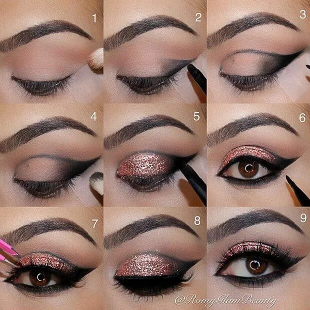 Праздничный макияж пошагово 40 Eye Makeup Looks for Brown Eyes - StayGlam Eye makeup steps, Eye makeup pictu