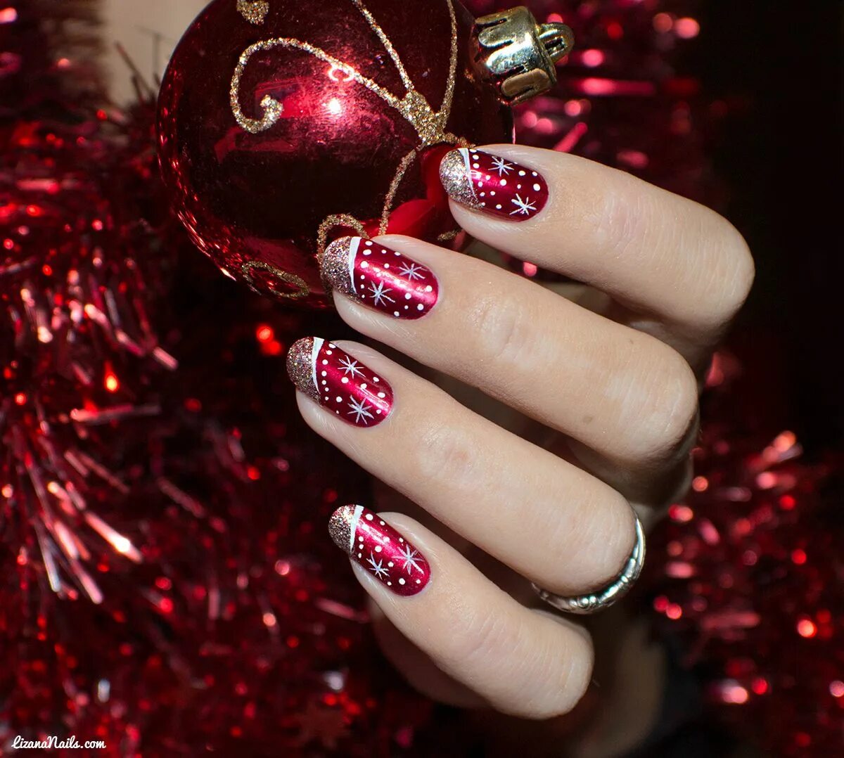 Праздничный маникюр 2024 фото Nail Art Merry Christmas 2.0 * LizanaNails Christmas gel nails, Christmas nail d